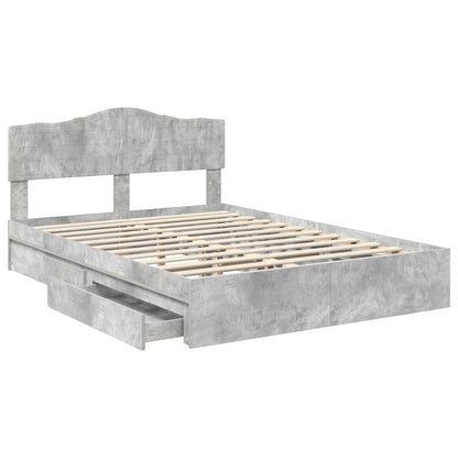 Letto con Contenitore con testiera Grigio cemento 150 x 200 cm