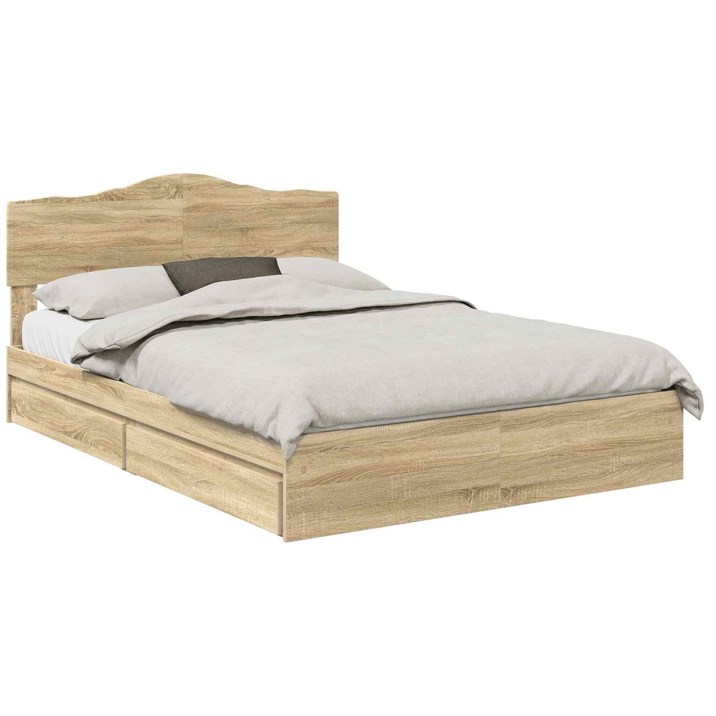 Letto con Contenitore con testiera Rovere Sonoma 140 x 200 cm