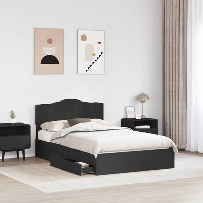 Letto con Contenitore Nero 135 x 190 cm Legno multistrato