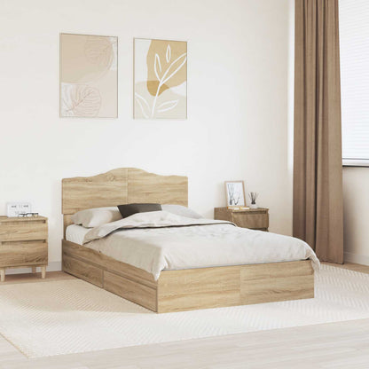Letto con Contenitore con testiera Rovere Sonoma 135 x 190 cm