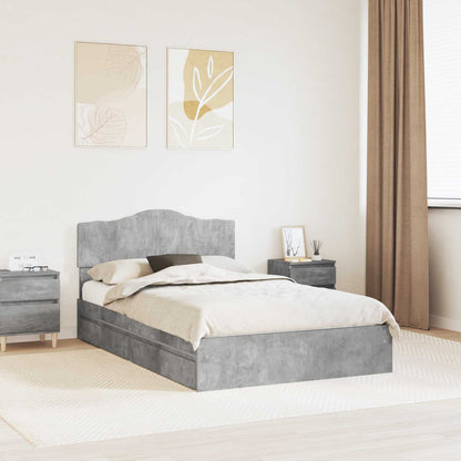 Letto con Contenitore con testiera Grigio cemento 135 x 190 cm