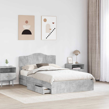 Letto con Contenitore con testiera Grigio cemento 135 x 190 cm