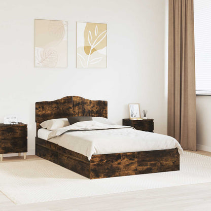 Letto con Contenitore con testiera Rovere fumÃ© 135 x 190 cm