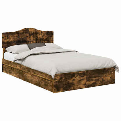 Letto con Contenitore con testiera Rovere fumÃ© 135 x 190 cm