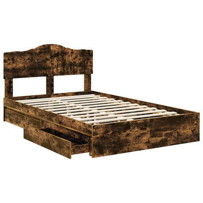 Letto con Contenitore con testiera Rovere fumÃ© 135 x 190 cm
