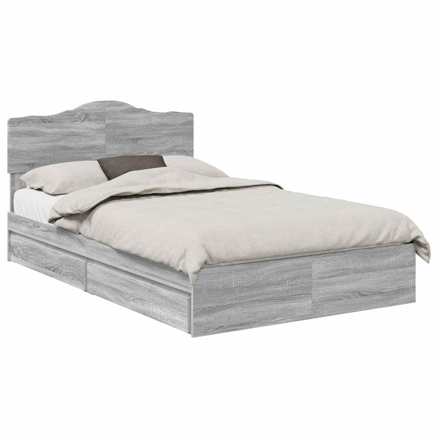 Letto con Contenitore con testiera Grigio Sonoma 135 x 190 cm