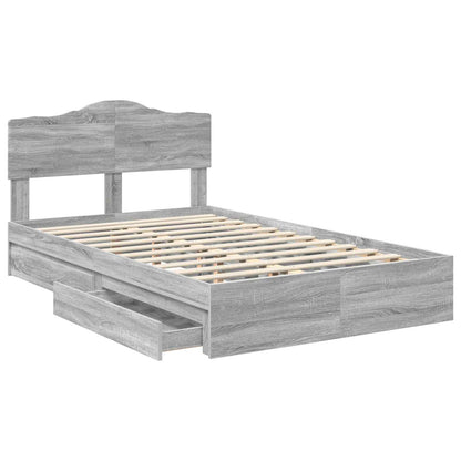 Letto con Contenitore con testiera Grigio Sonoma 135 x 190 cm