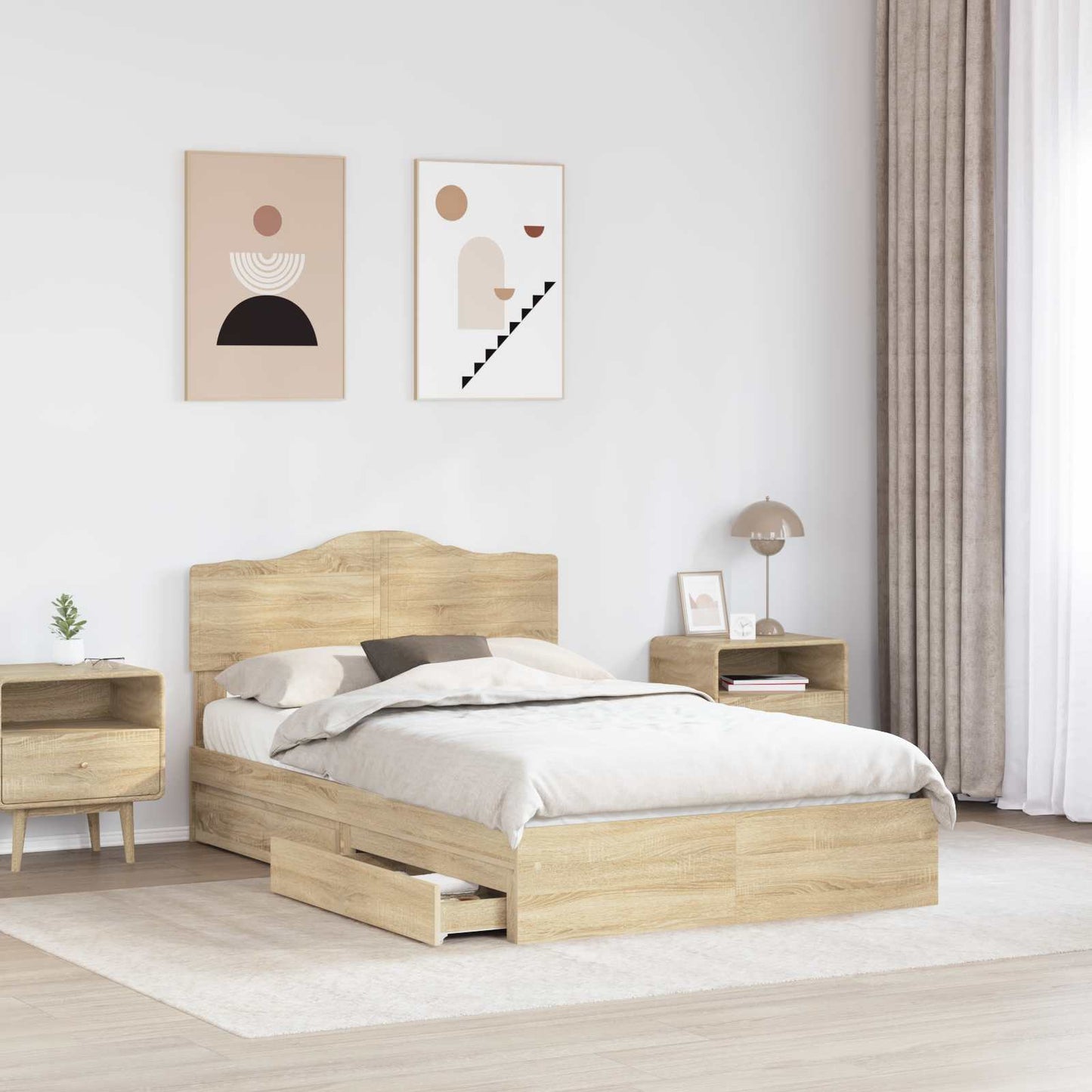 Letto con Contenitore con testiera Rovere Sonoma 120 x 200 cm