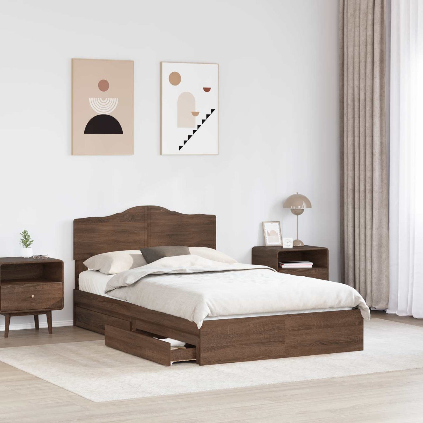 Letto con Contenitore con testiera Rovere Marrone 120 x 200 cm