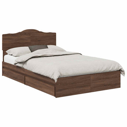 Letto con Contenitore con testiera Rovere Marrone 120 x 200 cm