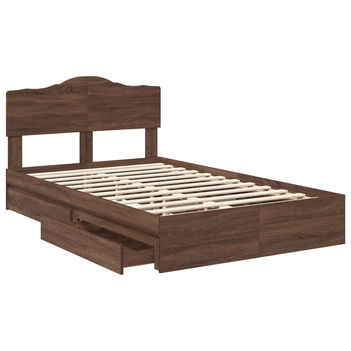 Letto con Contenitore con testiera Rovere Marrone 120 x 200 cm