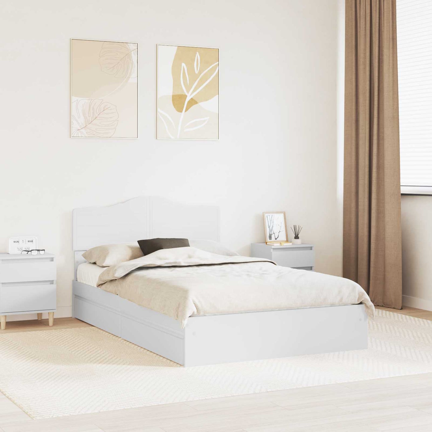 Letto con Contenitore Bianco 120 x 190 cm Legno multistrato