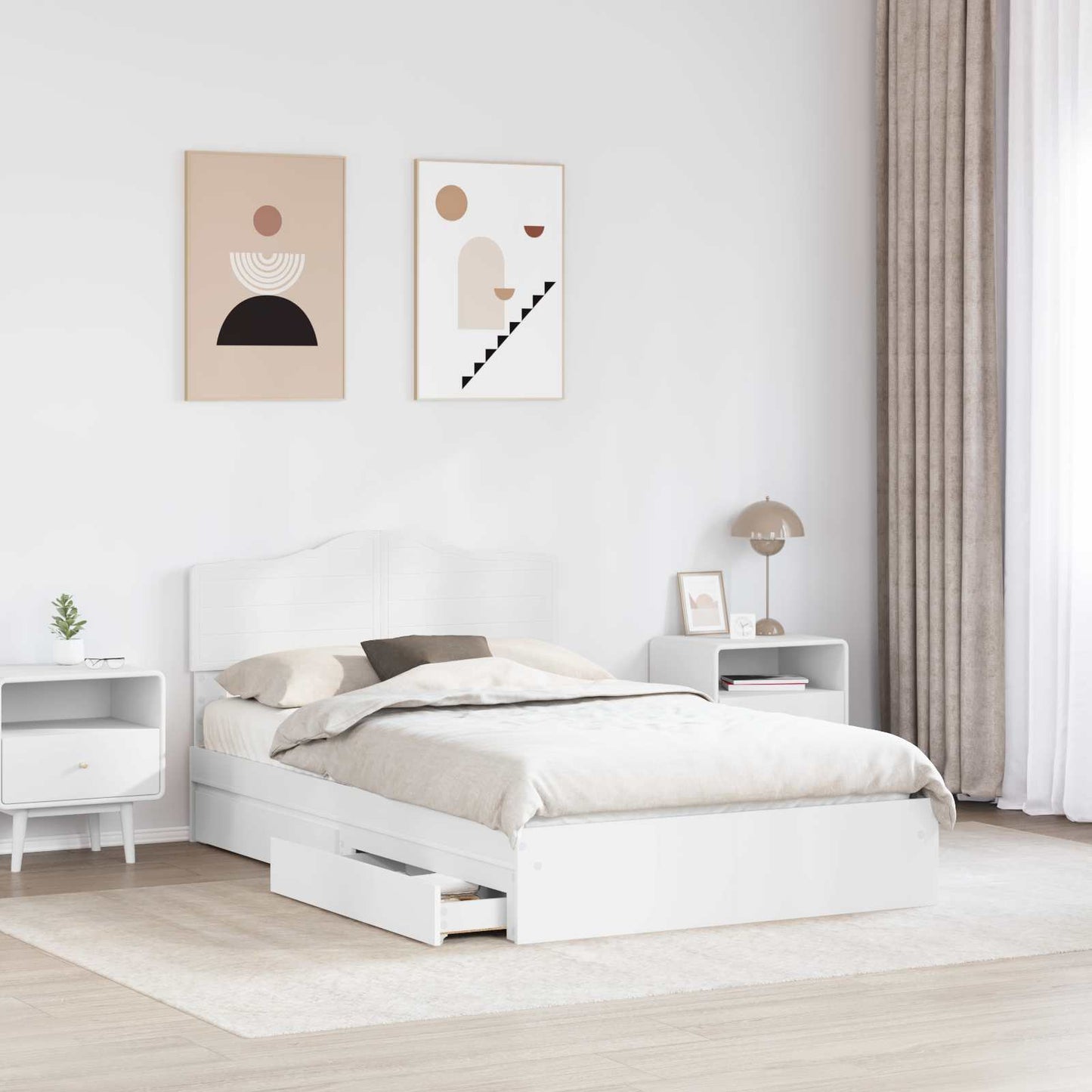 Letto con Contenitore Bianco 120 x 190 cm Legno multistrato