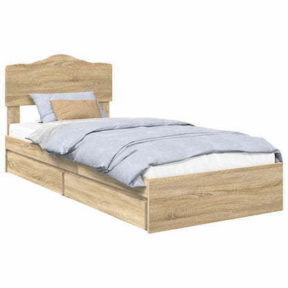 Letto con Contenitore con testiera Rovere Sonoma 100 x 200 cm