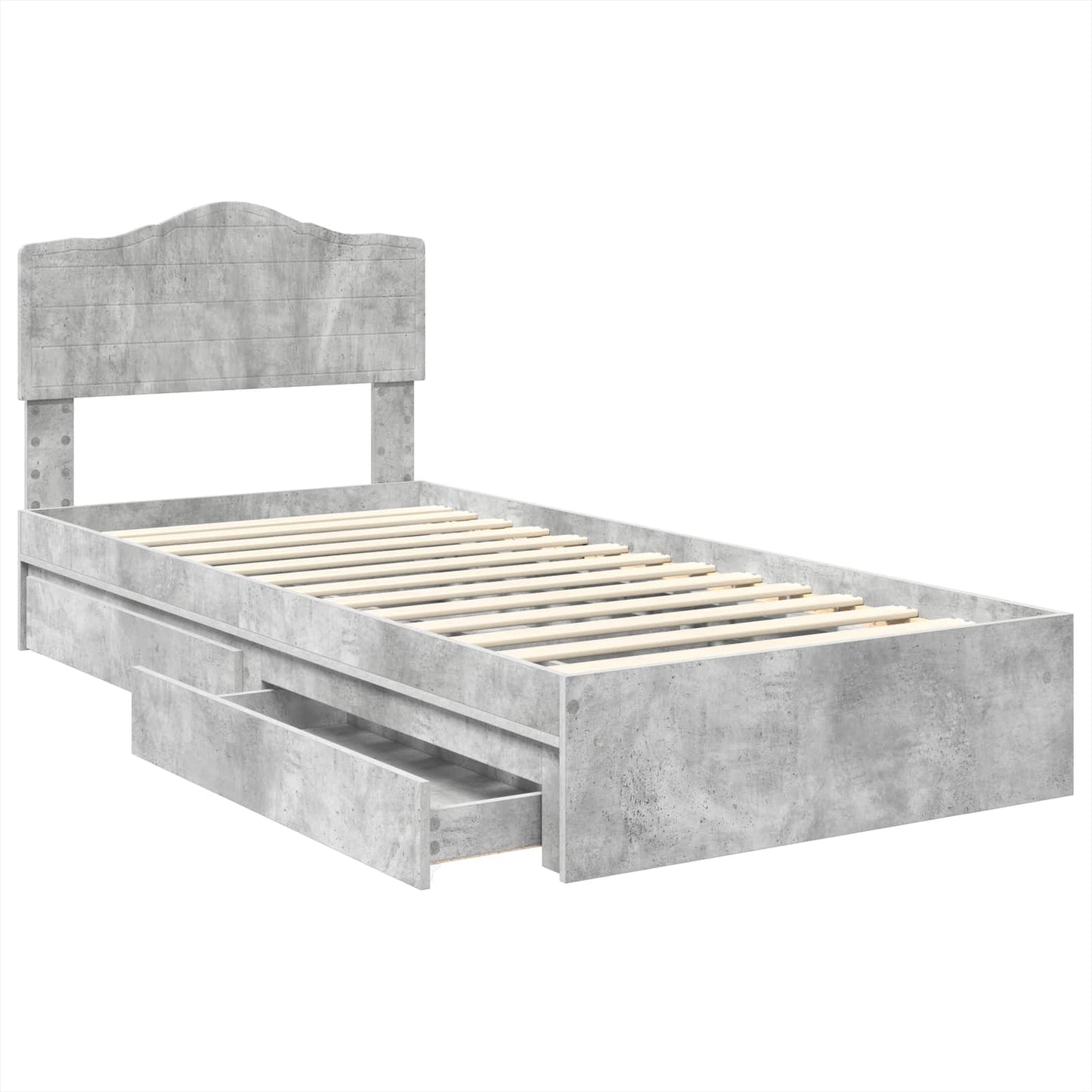 Letto con Contenitore con testiera Grigio cemento 100 x 200 cm