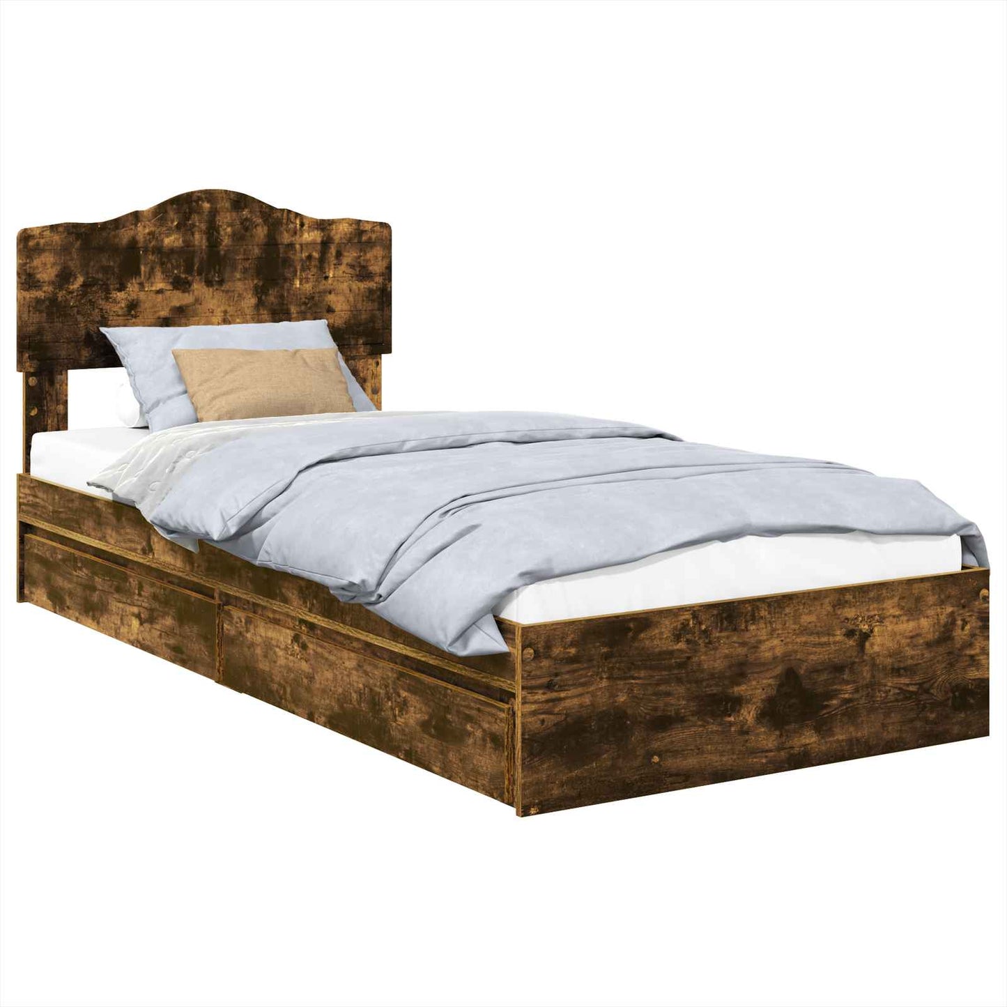 Letto con Contenitore con testiera Rovere fumÃ© 100 x 200 cm