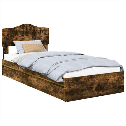 Letto con Contenitore con testiera Rovere fumÃ© 100 x 200 cm