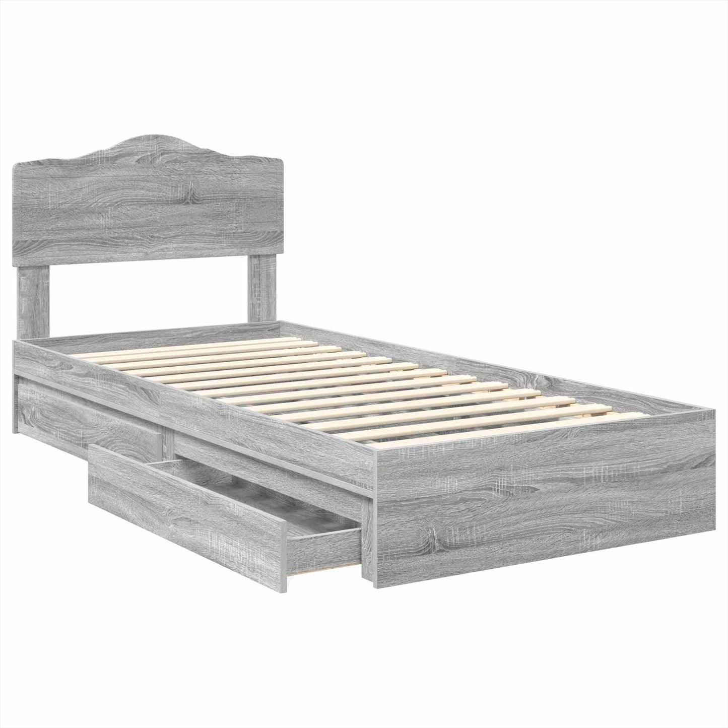 Letto con Contenitore con testiera Grigio Sonoma 100 x 200 cm