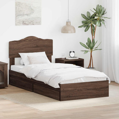 Letto con Contenitore con testiera Rovere Marrone 100 x 200 cm