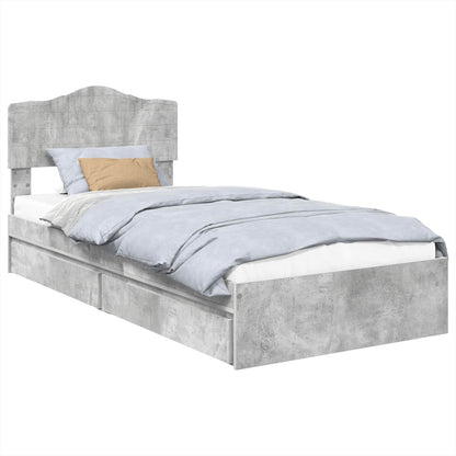 Letto con Contenitore con testiera Grigio cemento 90 x 200 cm