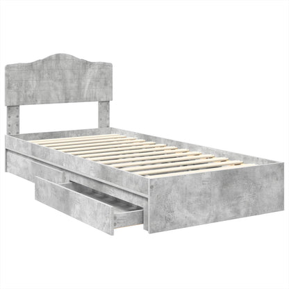 Letto con Contenitore con testiera Grigio cemento 90 x 200 cm