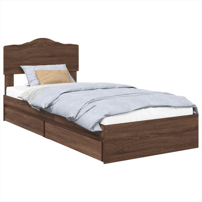 Letto con Contenitore con testiera Rovere Marrone 90 x 200 cm