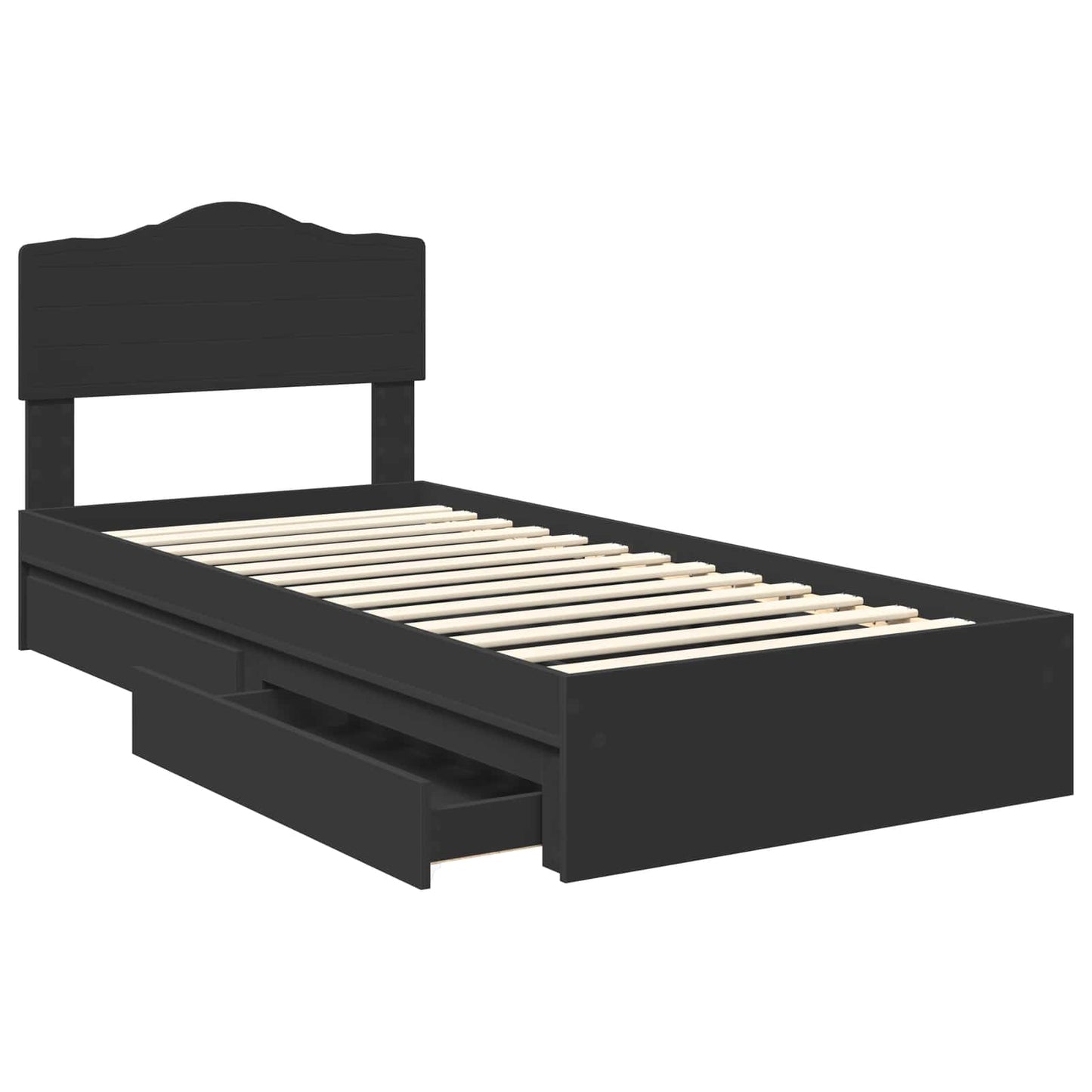 Letto con Contenitore Nero 90 x 190 cm Legno multistrato