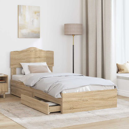 Letto con Contenitore con testiera Rovere Sonoma 90 x 190 cm