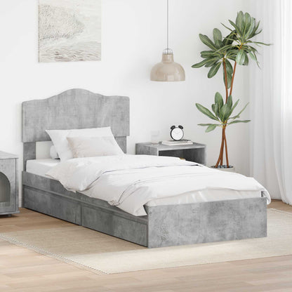 Letto con Contenitore con testiera Grigio cemento 90 x 190 cm