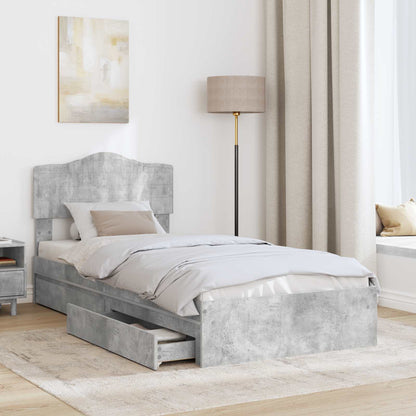Letto con Contenitore con testiera Grigio cemento 90 x 190 cm