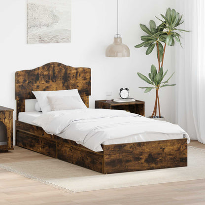 Letto con Contenitore Rovere fumÃ© 90 x 190 cm Legno multistrato