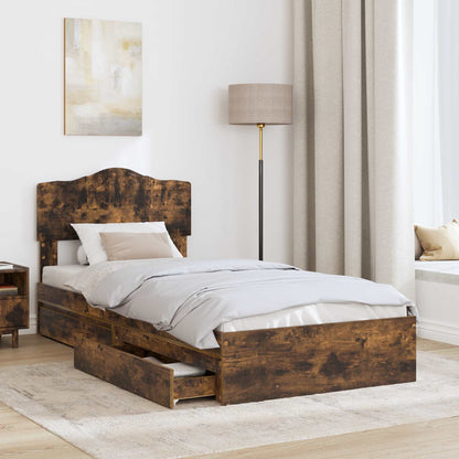 Letto con Contenitore Rovere fumÃ© 90 x 190 cm Legno multistrato