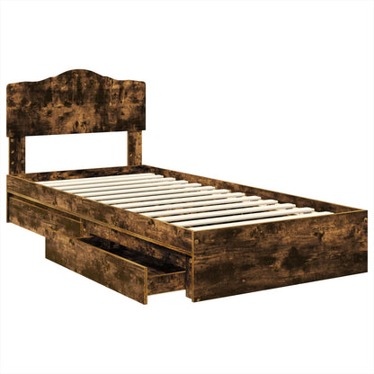 Letto con Contenitore Rovere fumÃ© 90 x 190 cm Legno multistrato