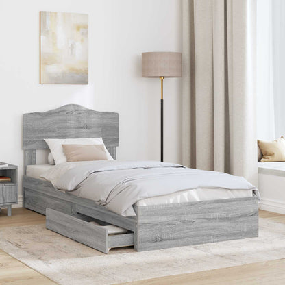 Letto con Contenitore con testiera Grigio Sonoma 90 x 190 cm