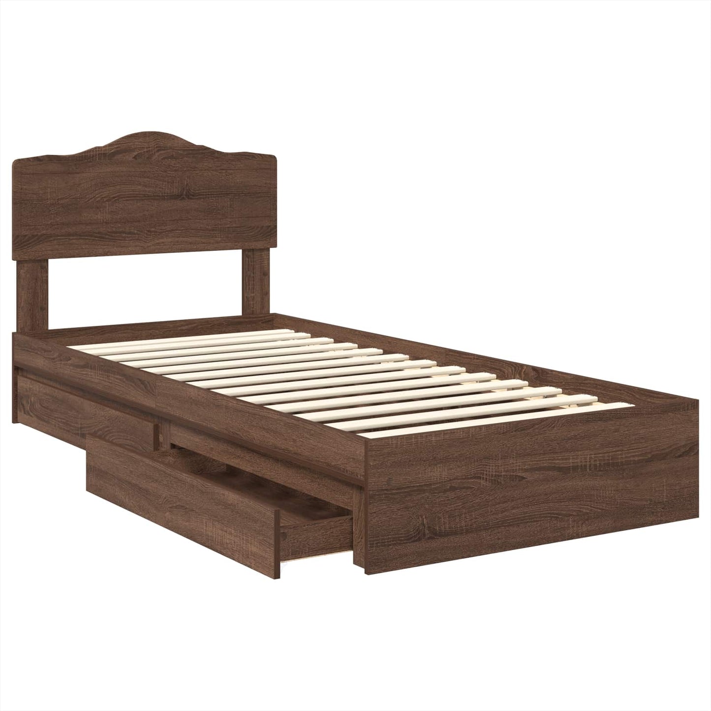 Letto con Contenitore con testiera Rovere Marrone 90 x 190 cm