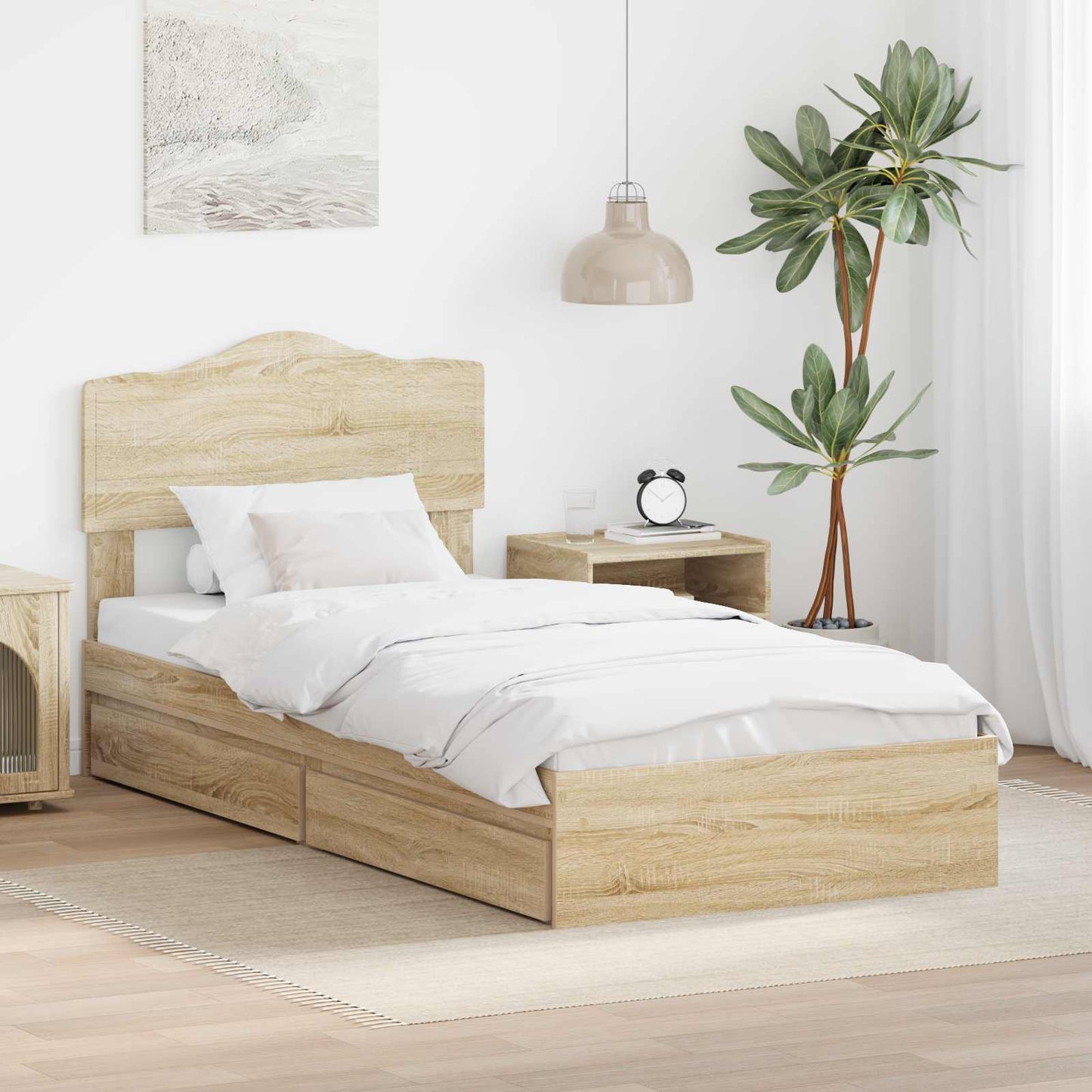 Letto con Contenitore con testiera Rovere Sonoma 70 x 190 cm
