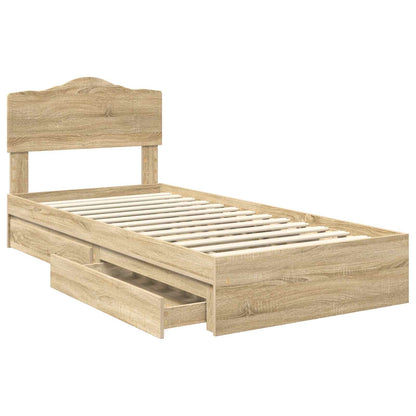 Letto con Contenitore con testiera Rovere Sonoma 70 x 190 cm
