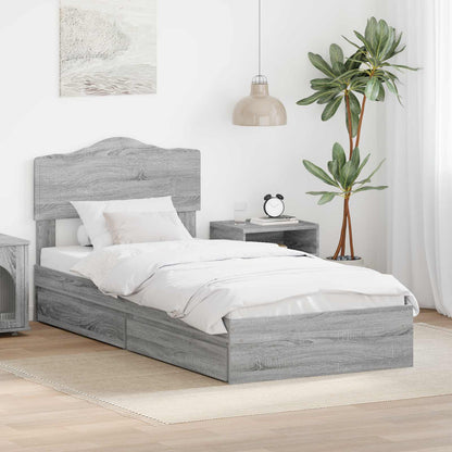 Letto con Contenitore con testiera Grigio Sonoma 70 x 190 cm