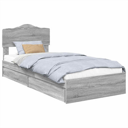 Letto con Contenitore con testiera Grigio Sonoma 70 x 190 cm