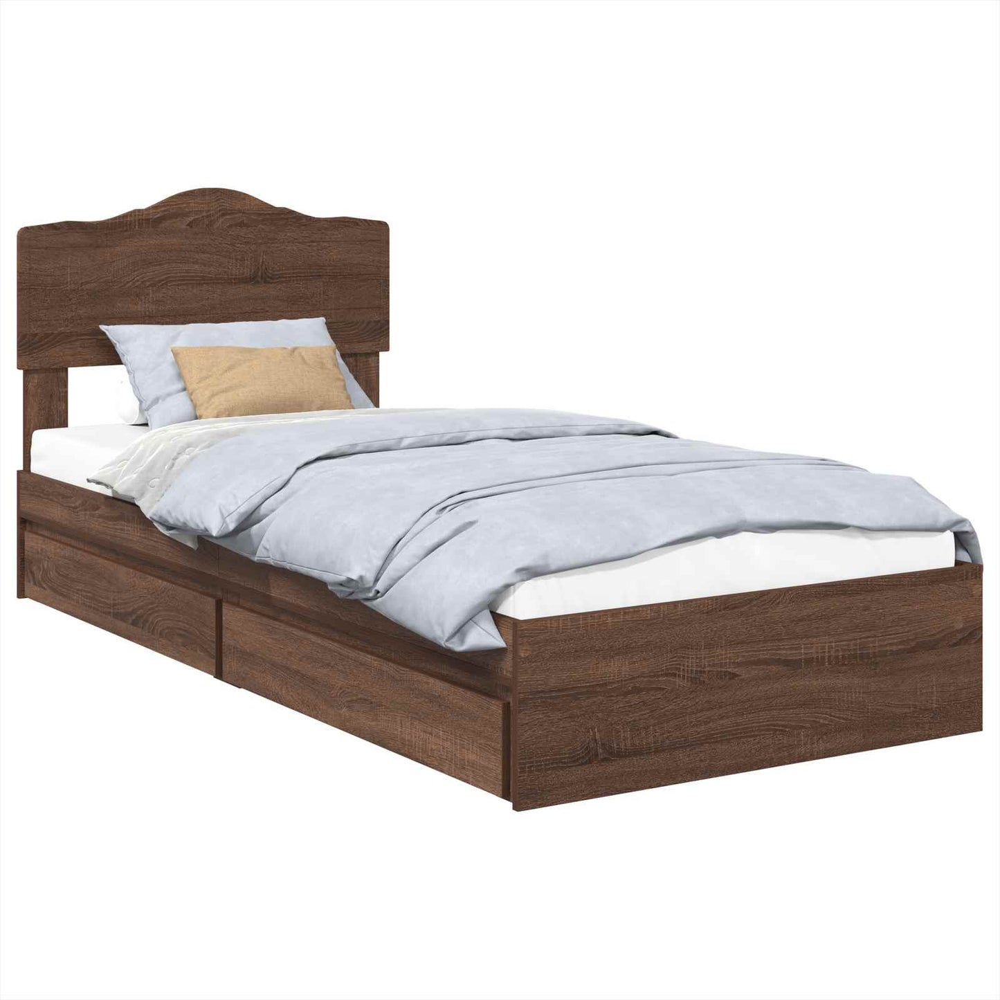 Letto con Contenitore con testiera Rovere Marrone 70 x 190 cm