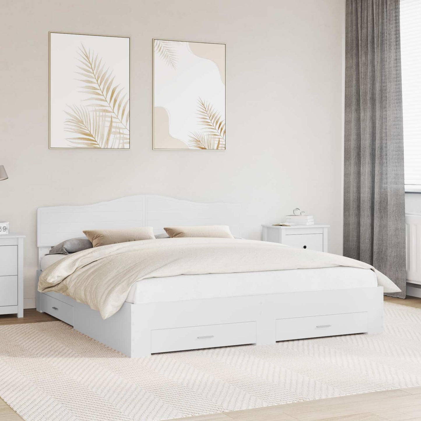 Struttura del letto Bianco 200 x 200 cm Legno multistrato