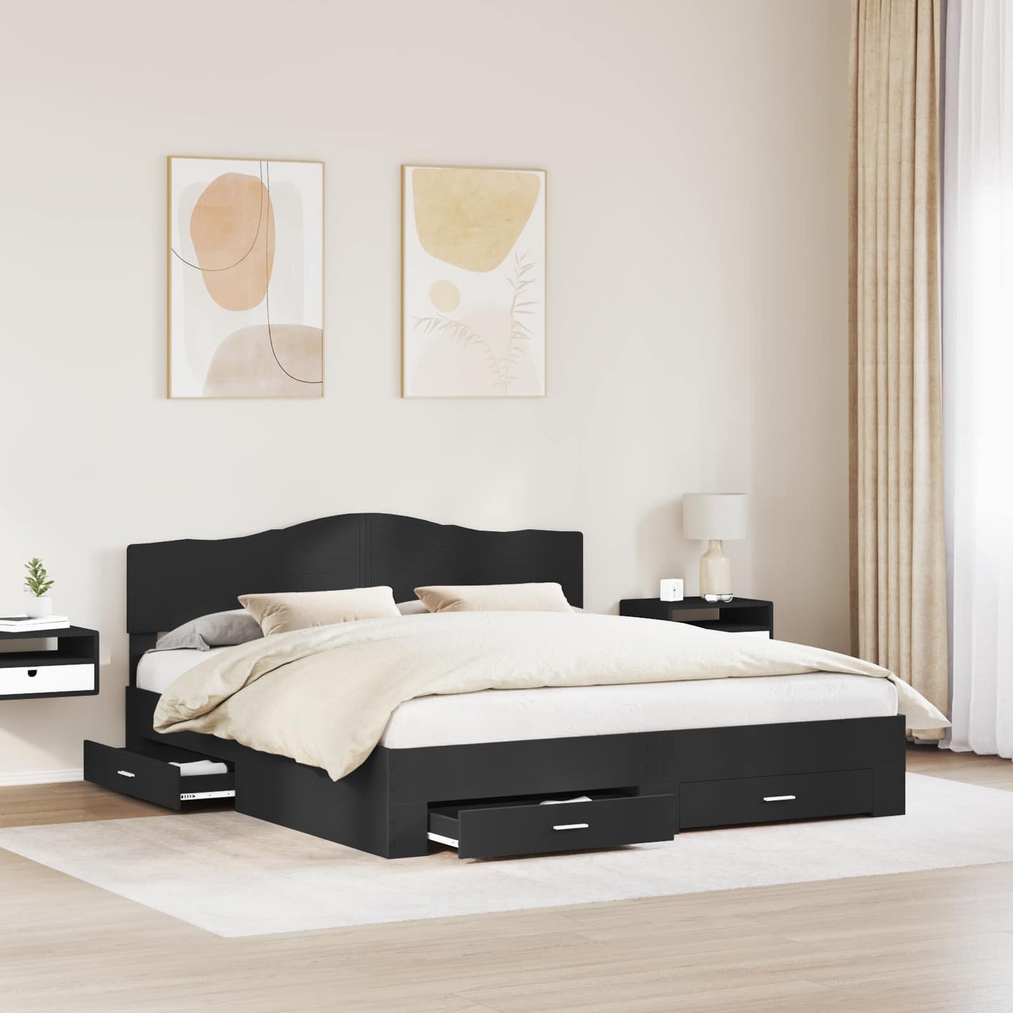 Struttura del letto Nero 200 x 200 cm Legno multistrato