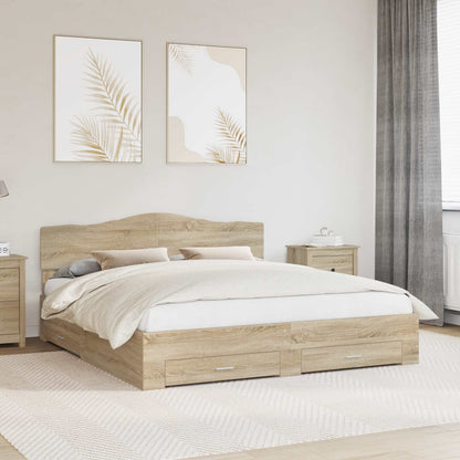 Struttura del letto con testiera Rovere Sonoma 200 x 200 cm