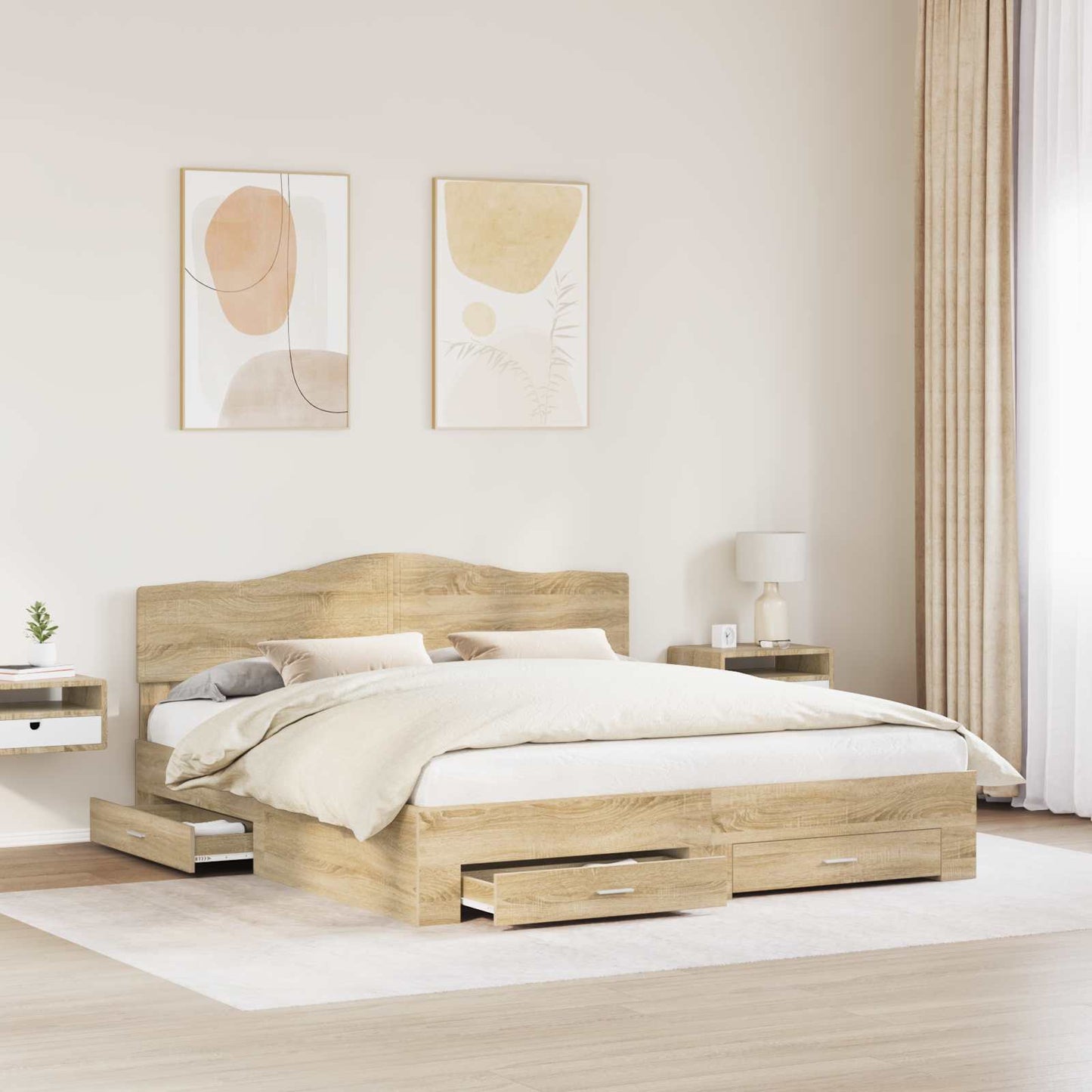 Struttura del letto con testiera Rovere Sonoma 200 x 200 cm