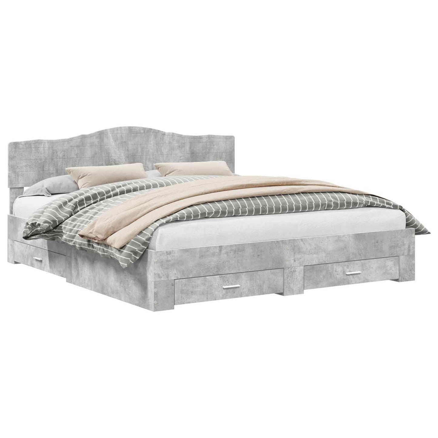Struttura del letto con testiera Grigio cemento 200 x 200 cm