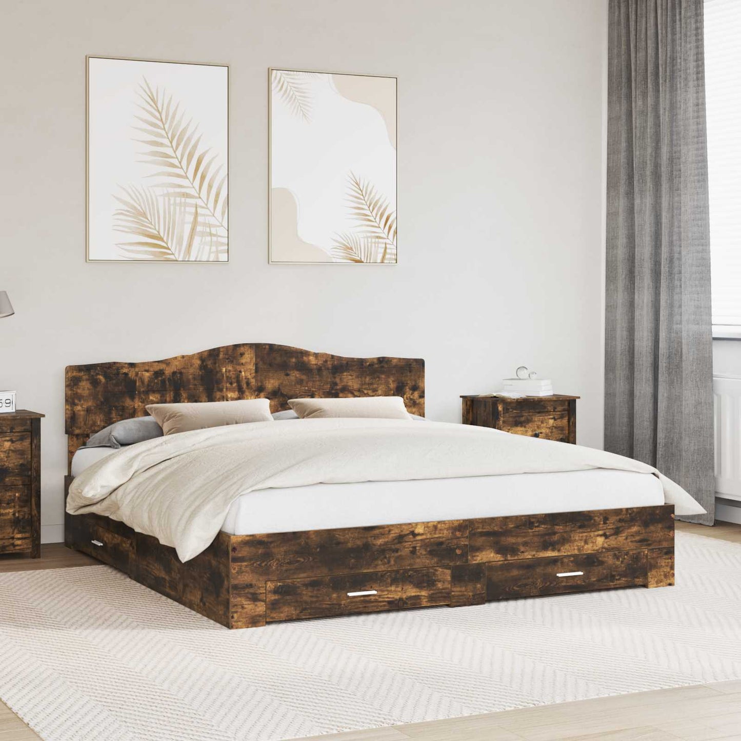 Struttura del letto Rovere fumÃ© 200 x 200 cm Legno multistrato
