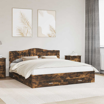 Struttura del letto Rovere fumÃ© 200 x 200 cm Legno multistrato