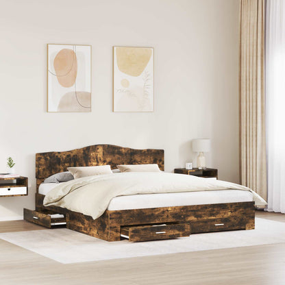 Struttura del letto Rovere fumÃ© 200 x 200 cm Legno multistrato
