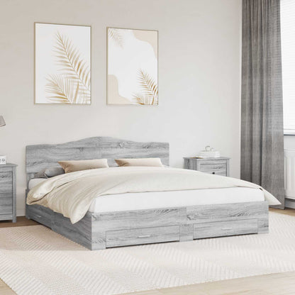 Struttura del letto con testiera Grigio Sonoma 200 x 200 cm