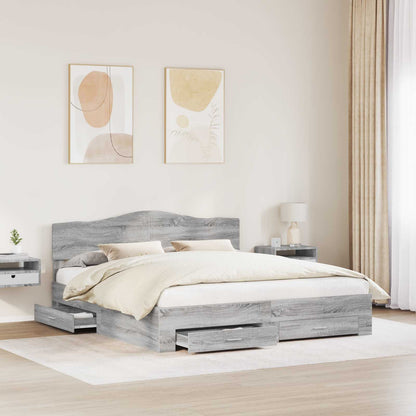 Struttura del letto con testiera Grigio Sonoma 200 x 200 cm